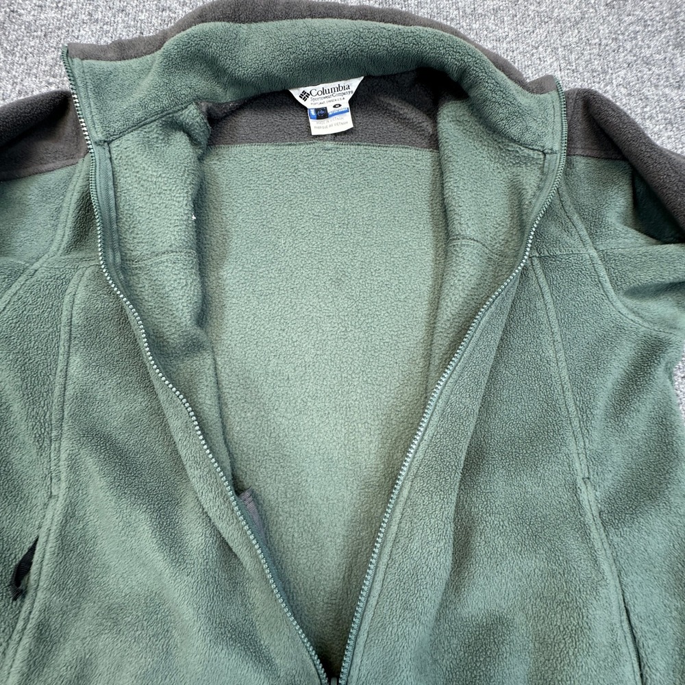 Columbia Interchange Fleece Jacket Men Medium Oversized Boxy Fit Green Gray Zip - Picture 8 of 10